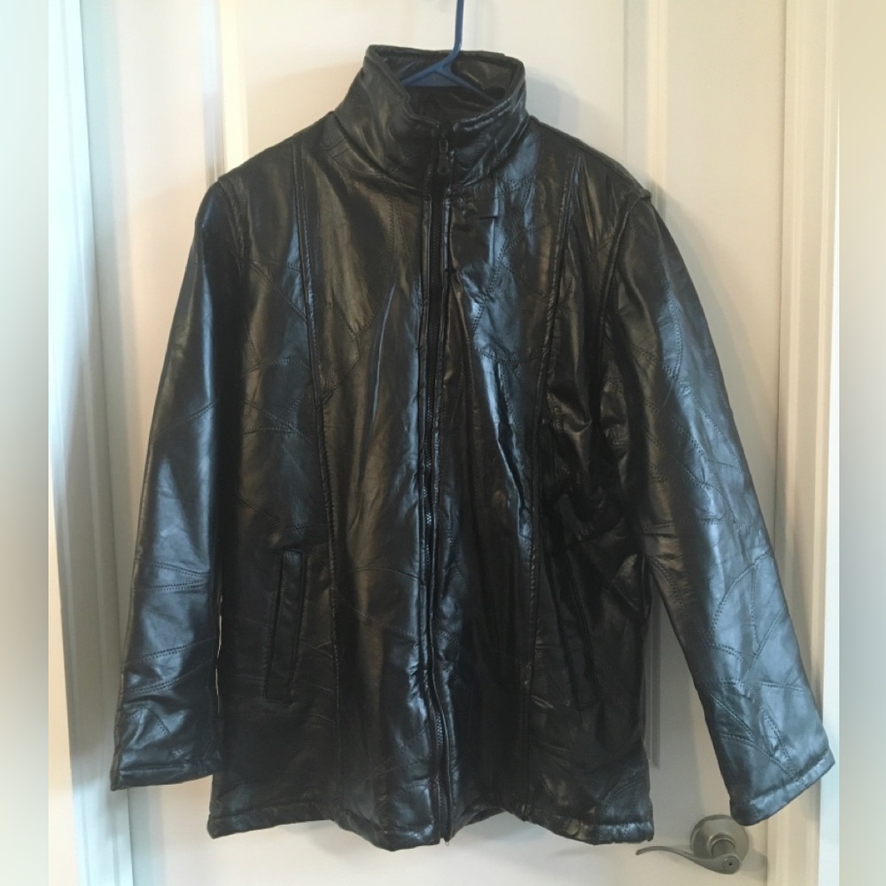 100% Leather Jacket Woman’s Black Sz. L
